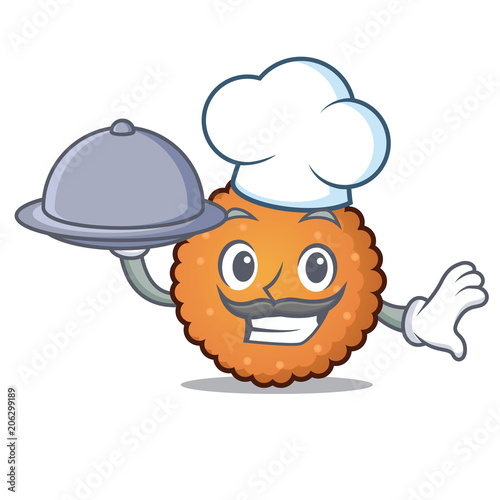 Chef with food cookies mascot cartoon style photo