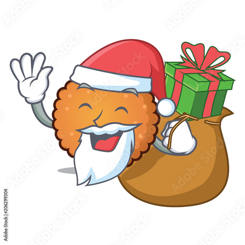 Santa with gift cookies mascot cartoon style photo