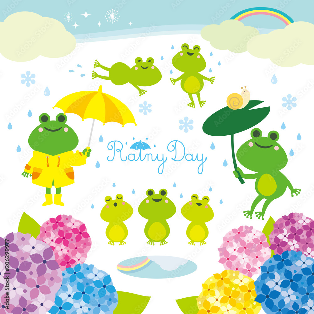 Naklejka premium Rainy season illustration