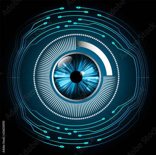 binary circuit board future technology  blue eye cyber security concept background  abstract hi speed digital internet.motion move blur. pixel vector
