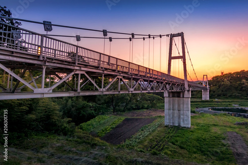 Bridge over rice fields in Kawaba  Japan