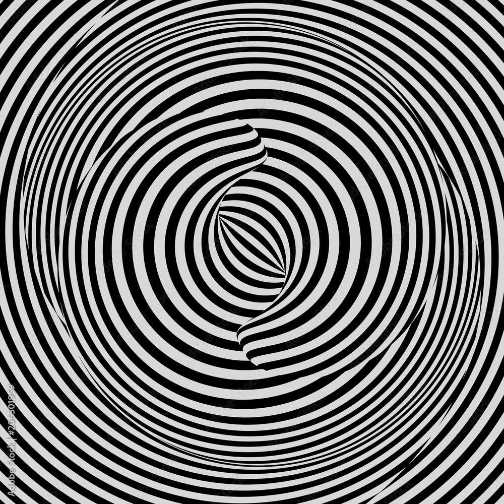 Pattern with optical illusion. Black and white background. Vector illustration. Pattern with optical illusion. Black and white background. Vector illustration.