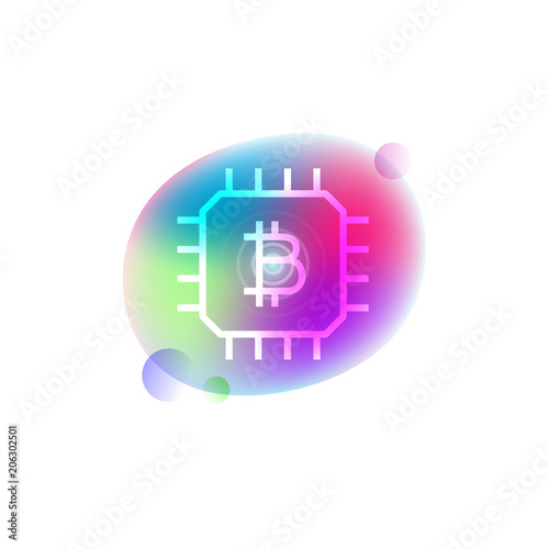 Bitcoin chip neon icon