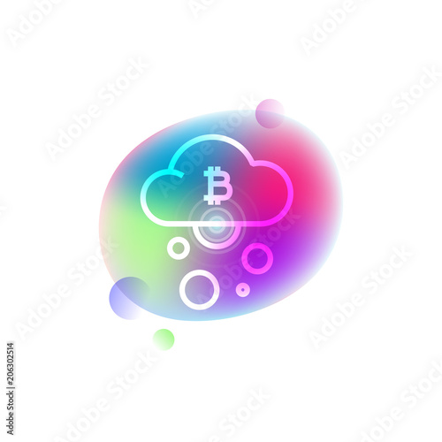 Bitcoin cloud neon icon