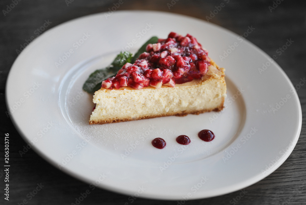 Macro photo of bright delicious cheesecake dessert Macro photo of bright delicious cheesecake dessert