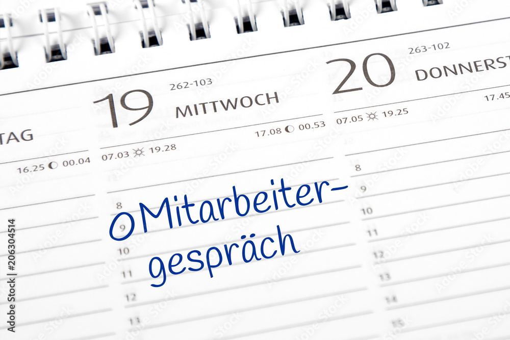 Eintrag im Kalender: Mitarbeitergespräch Eintrag im Kalender: Mitarbeitergespräch