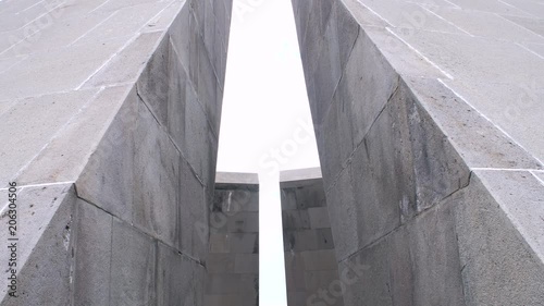 tilt of Eternal flame in Genocide Memorial Monument Tsitsernakaberd, in Yerevan, Armenia