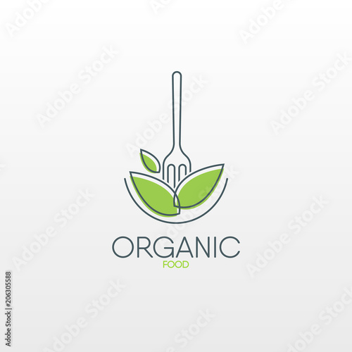 Organic food logo. Healthy food icon.