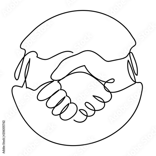 One line drawing of Handshake Icon in Circle