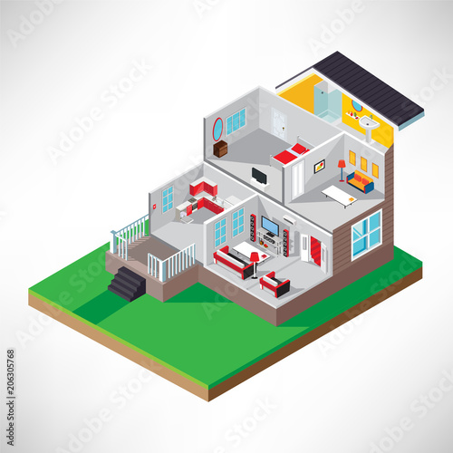 Isometric house. Interior