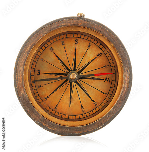 Photography Vintage compass isolated on white background.
