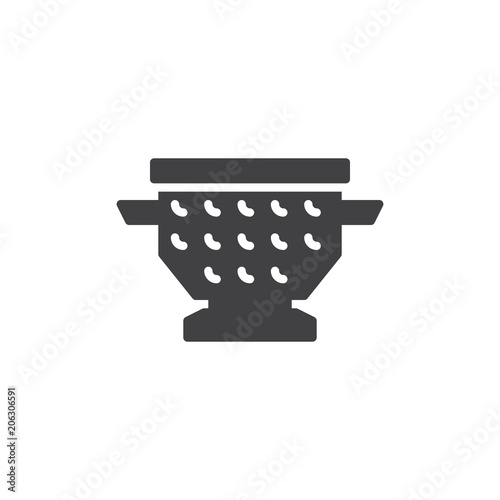 Colander vector icon. filled flat sign for mobile concept and web design. Kitchen utensil simple solid icon. Symbol, logo illustration. Pixel perfect vector graphics