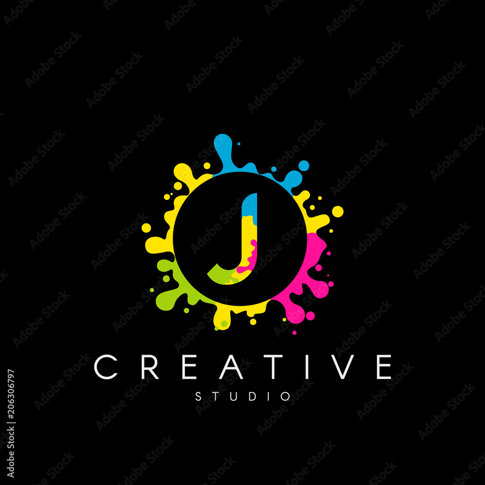 Letter P logo with colorful splash background Stock Vector | Adobe Stock