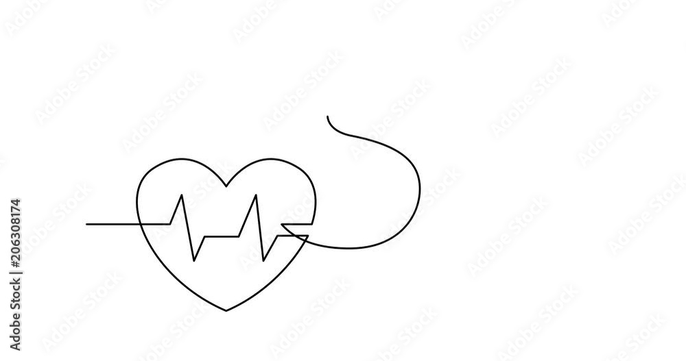 Self drawing animation of one line drawing of isolated vector object - health care cost with heart and dollar Self drawing animation of one line drawing of isolated vector object - health care cost with heart and dollar