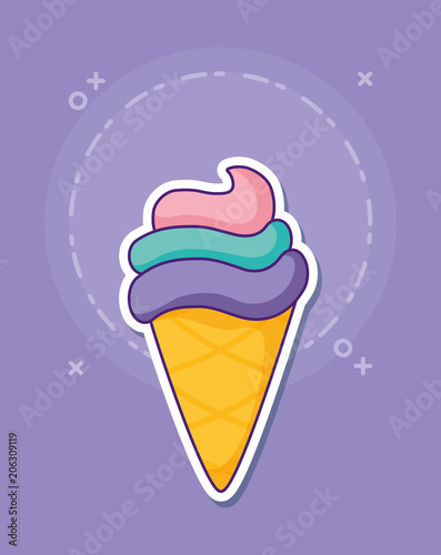 ice cream cone icon over purple background, colorful design. vector illustration