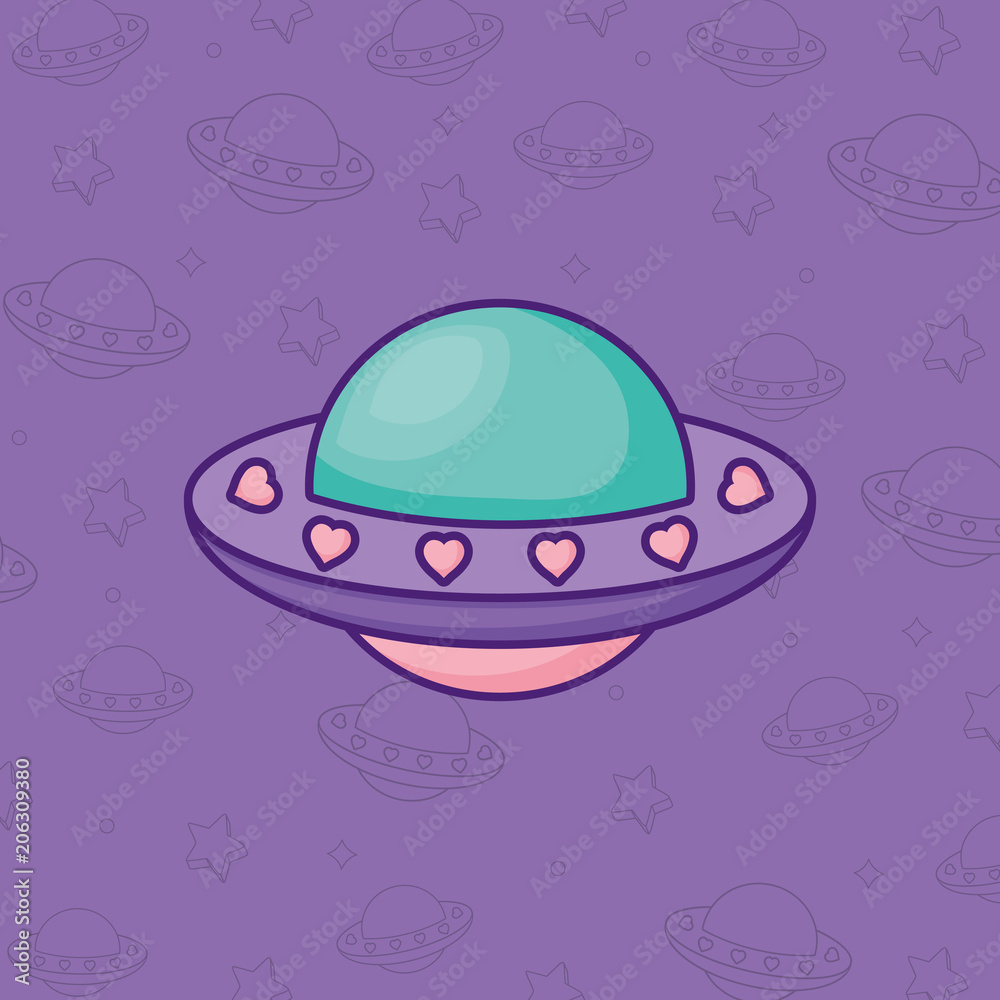 Naklejka premium spaceship icon over purple background, colorful design. vector illustration