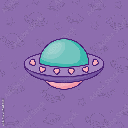 spaceship icon over purple background, colorful design. vector illustration