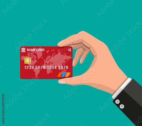 Bank card, credit card in hand