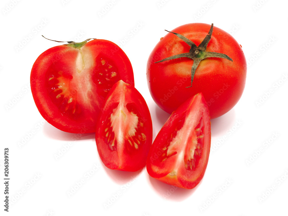 Fresh sliced tomato isolated on white background. Fresh sliced tomato isolated on white background.
