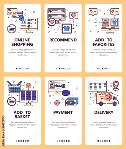 Vector line art web and mobile app template set