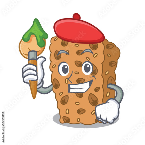 Artist granola bar character cartoon