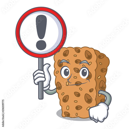 With sign granola bar character cartoon
