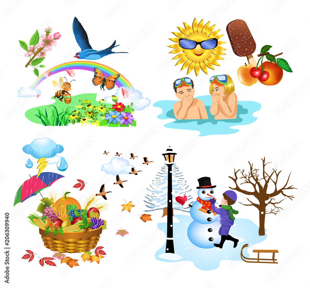 Vecteur Stock vector illustration of the four seasons of the year