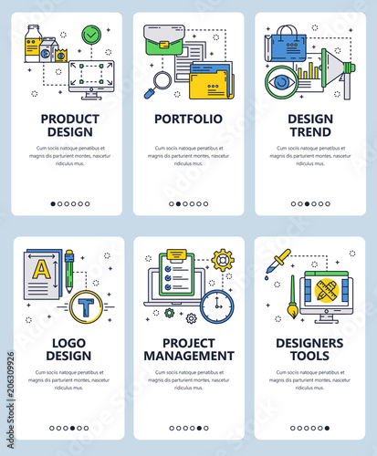 Vector line art web and mobile app template set