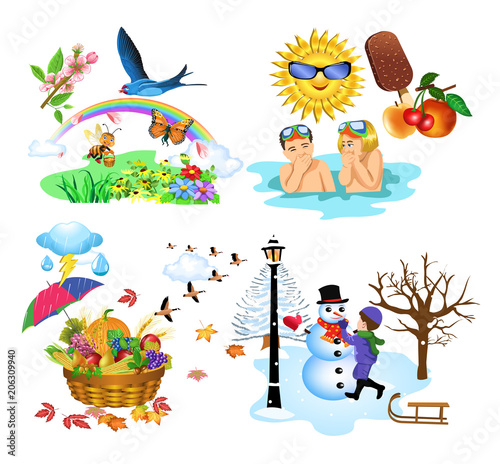 vector illustration of the four seasons of the year