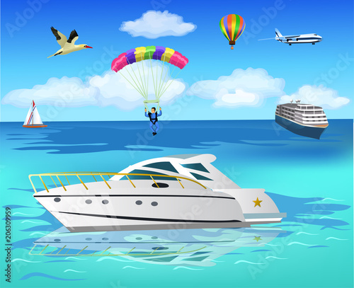 transport on the sea in the summer time