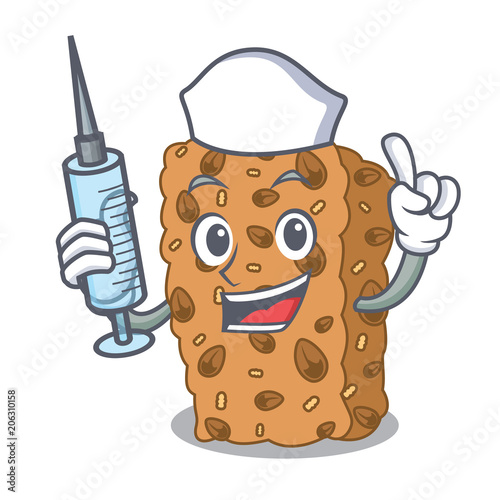 Nurse granola bar character cartoon