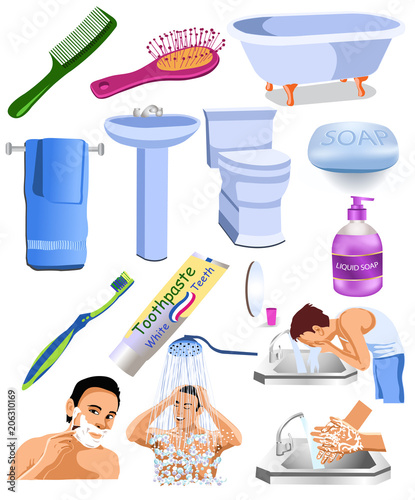 vector set of bathroom objects and clip arts