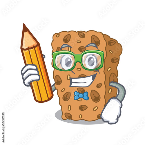 Student granola bar character cartoon