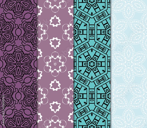 set of seamless vector pattern. geometric ornament. interior decoration, wallpaper, presentation, fashion design.