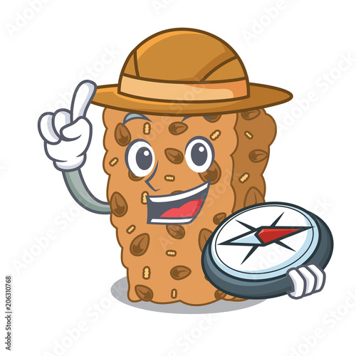 Explorer granola bar mascot cartoon