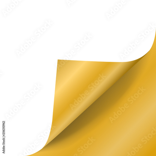 Gold paper curled corner vector mockup