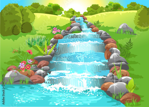 natural landscape with a river flowing in the middle