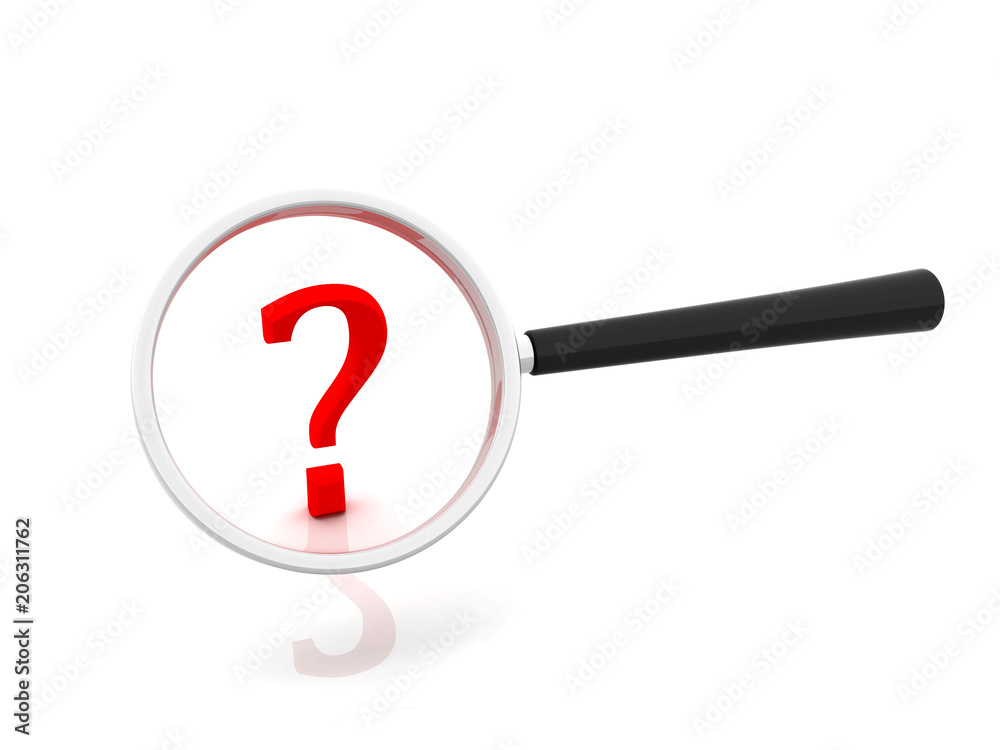 Magnifying glass, the concept of the question Magnifying glass, the concept of the question