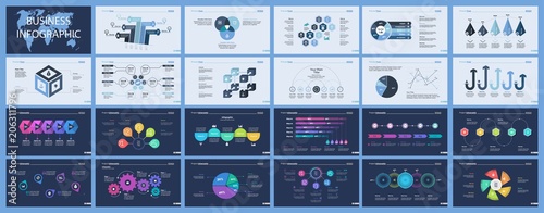 Set of production or logistics concept infographic charts