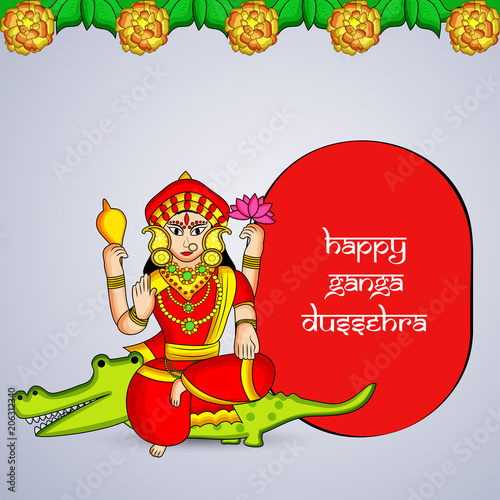 Illustration of background for the ocassion of Hindu festival Ganga Dussehra photo