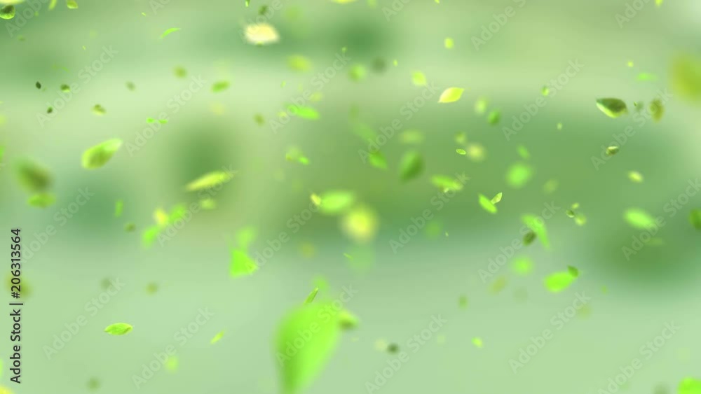 Exploding green leafs in 4K