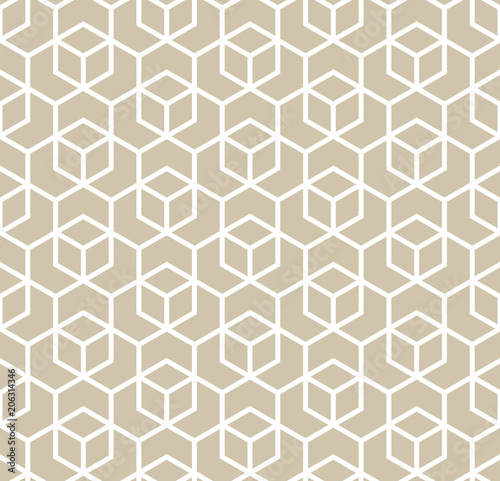 The geometric pattern with lines. Seamless vector background. White and beige texture. Graphic modern pattern. Simple lattice graphic design