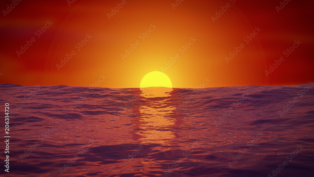 Colorful sunset over the ocean
