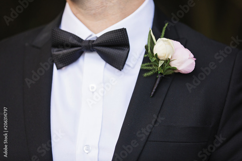 Groom Bow Tie and Boutonniere