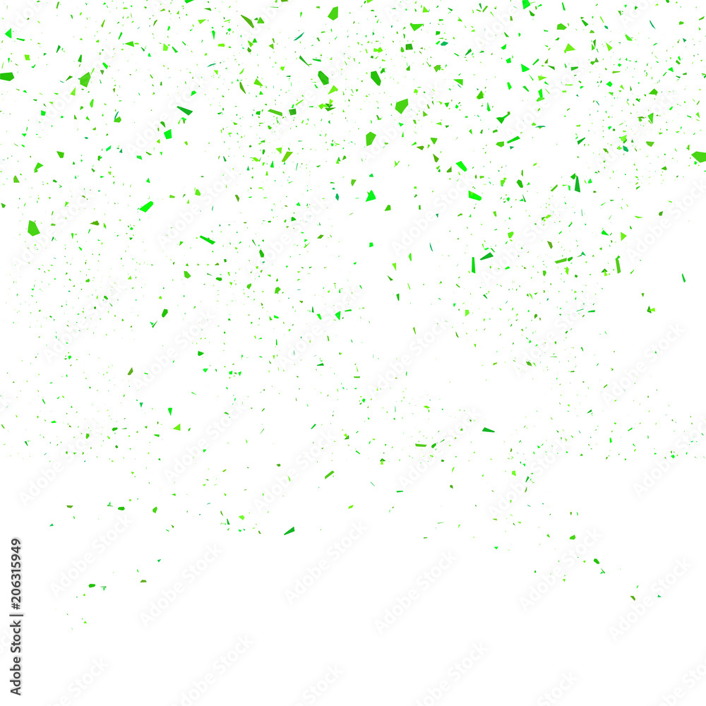 Green Confetti  Pattern. Set of Particles.