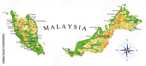 Malaysia physical map