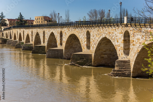 Panorama of the river Duero and Zamora, Spain photo