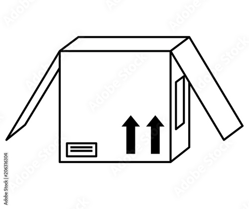 opened carton box icon over white background, vector illustration