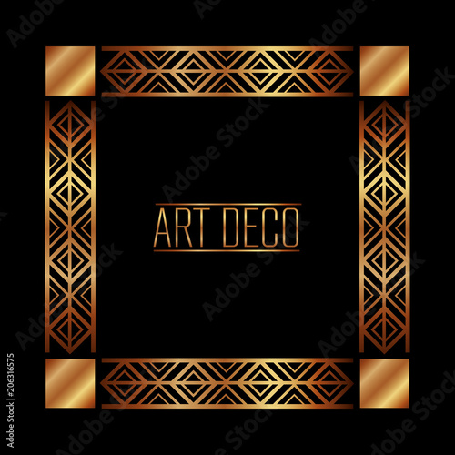 art deco frame elegant decorative square style vector illustration