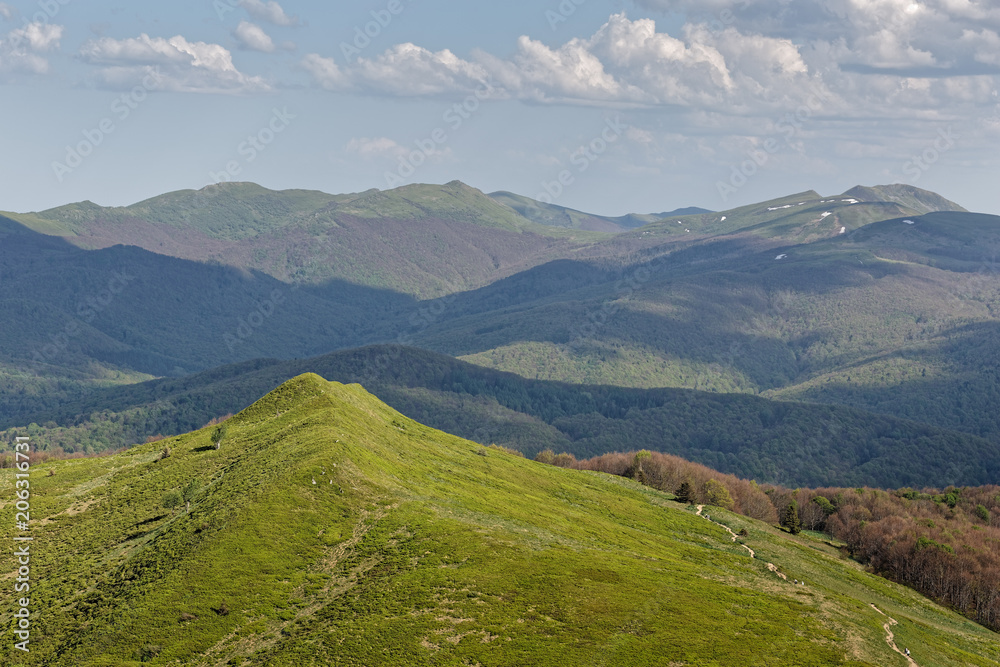 View from Polonina Carynska Bieszczady Mountains Poland, a view from the top